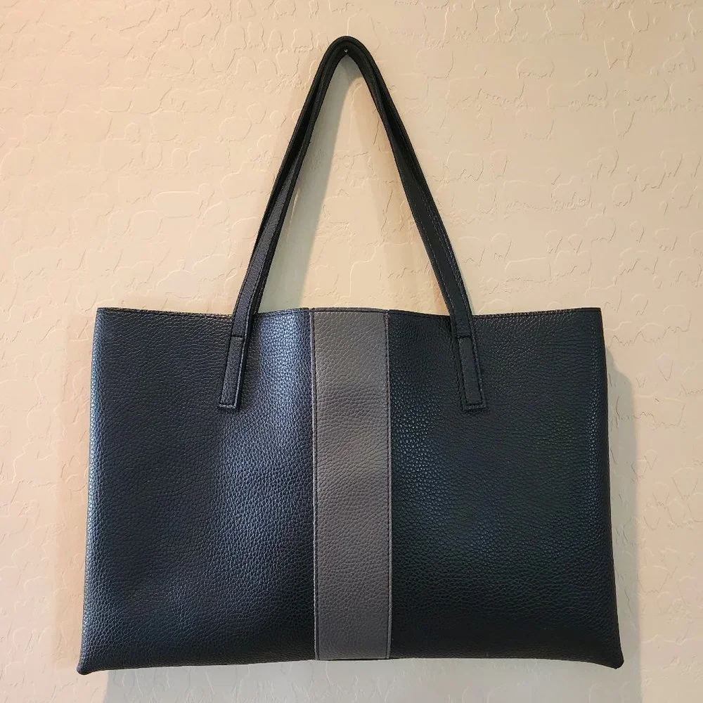 Vince Camuto Black Vegan Leather Purse Luck Tote Computer Shoulder Bag